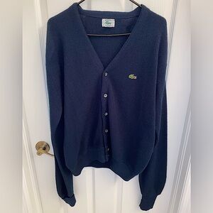 LACOSTE vintage men’s relaxed cardigan size M navy blue